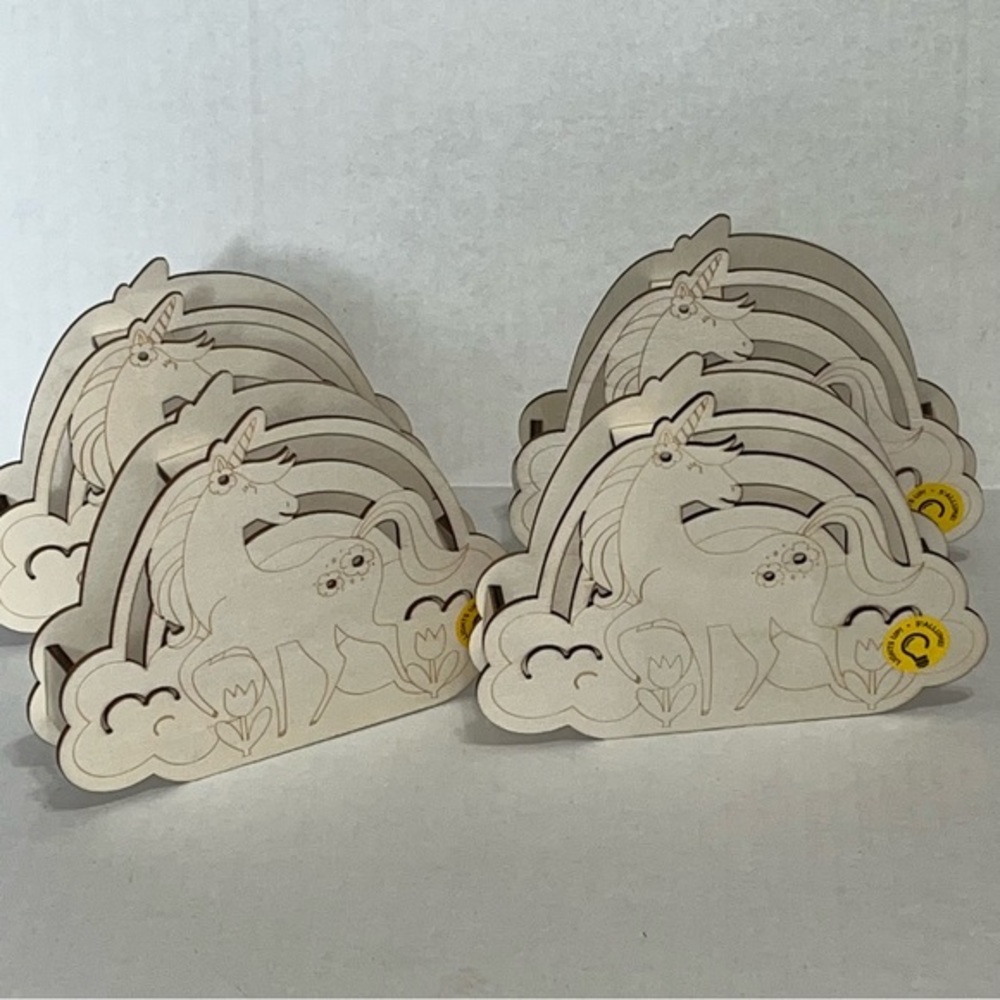 Wooden Lighted Unicorn Paintable Craft 4‎ Items New